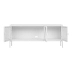 Brisbane TV-bænk - TV-bænk, 3 glaslåger, stål, hvid 130x40x55 cm