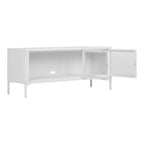 Brisbane TV-bænk - TV-bænk, 3 glaslåger, stål, hvid 130x40x55 cm