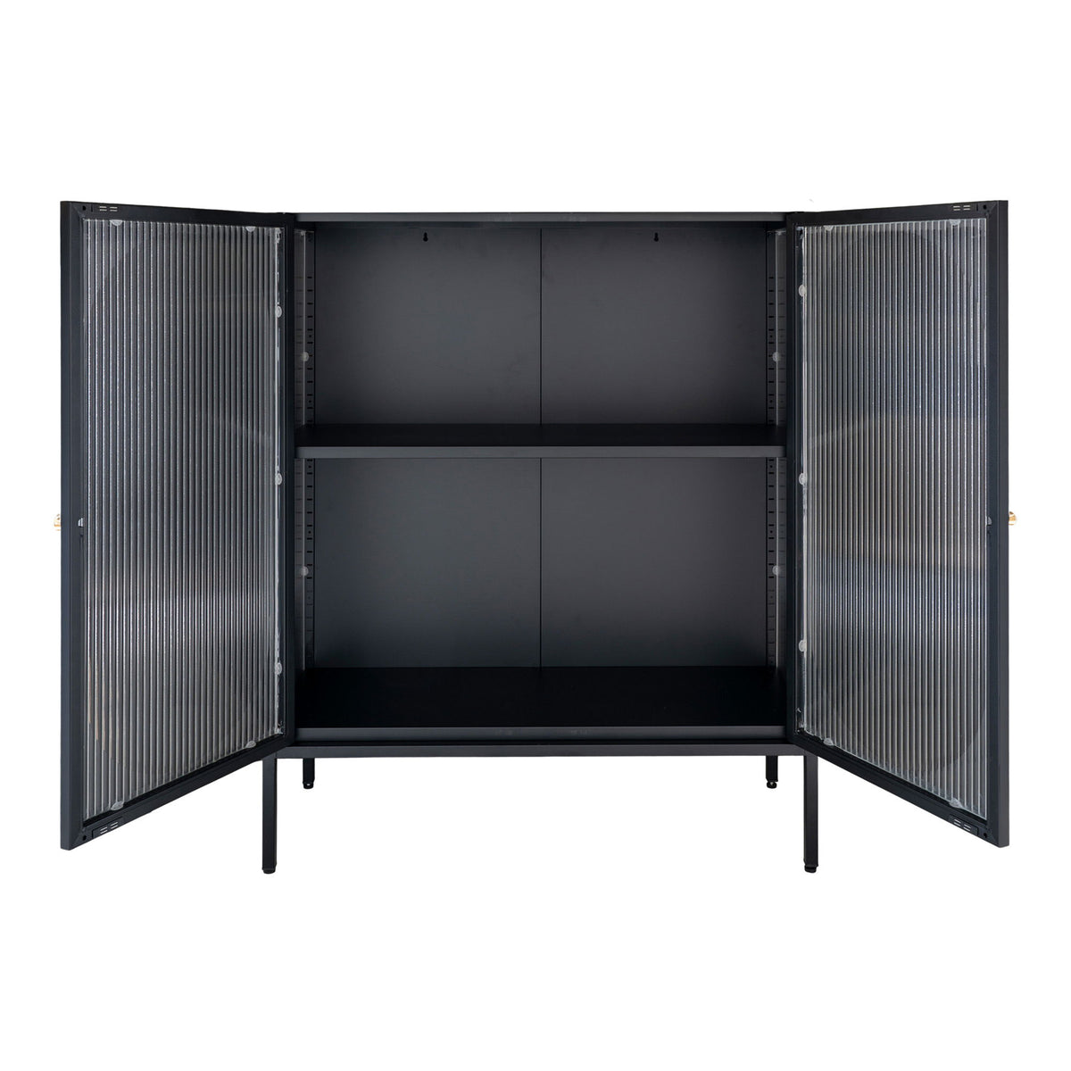 Adelaide Vitrineskab - Vitrineskab, sort, 2 riflede glasdøre 90x35x110 cm