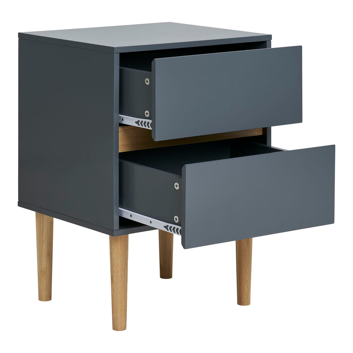 Bisley Sidebord - Sidebord, 2 skuffer, malet træ, mørkegrå 40x35x55 cm