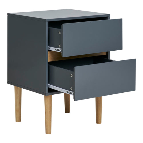 Bisley Sidebord - Sidebord, 2 skuffer, malet træ, mørkegrå 40x35x55 cm