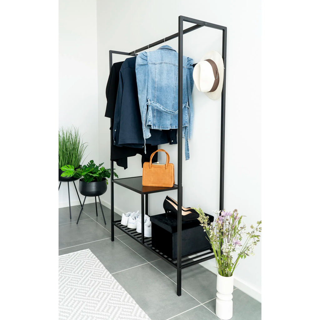Vita Garderobe - Garderobe, 2 hylder, sort, sort stel 101x38x170 cm