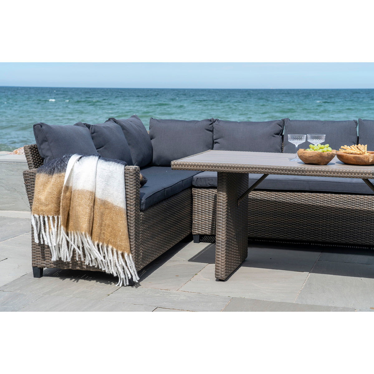 Sintra Plaid - Plaid, sort/hvid/brun 130x170 cm