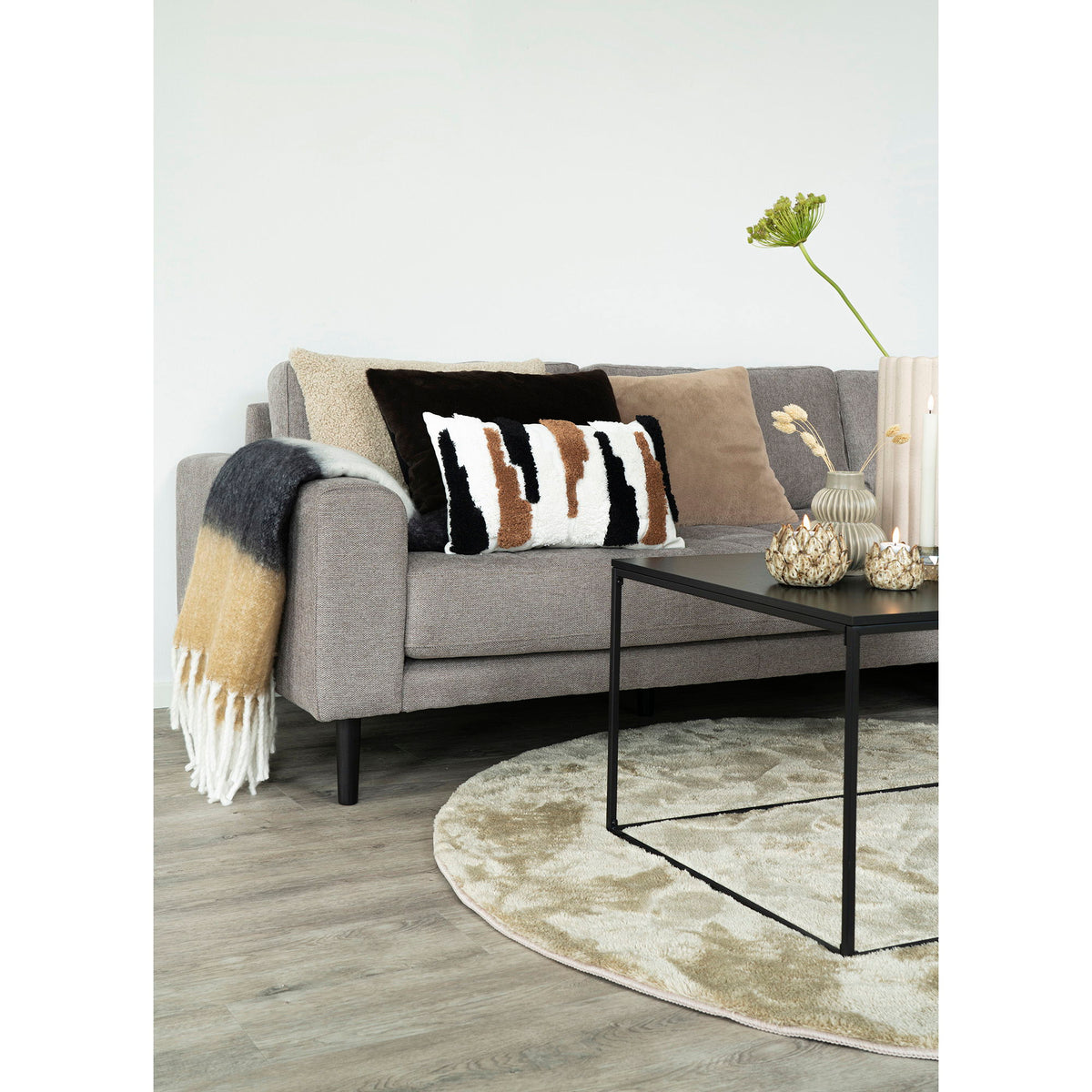 Sintra Plaid - Plaid, sort/hvid/brun 130x170 cm