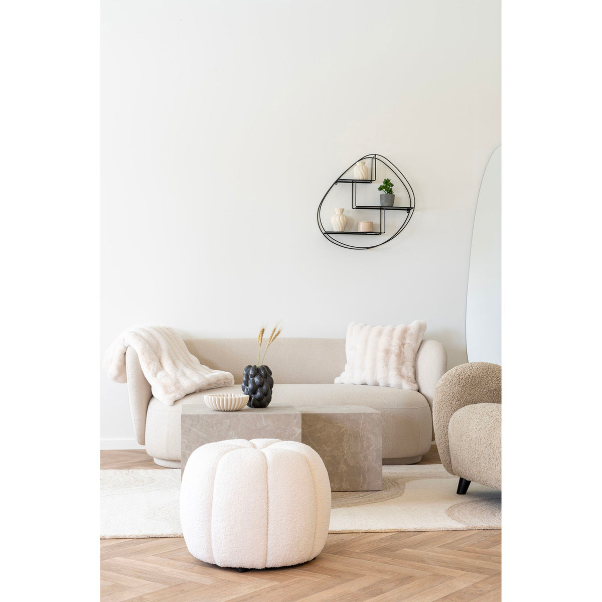 Galena Plaid - Plaid, imiteret pels, hvid 130x180 cm