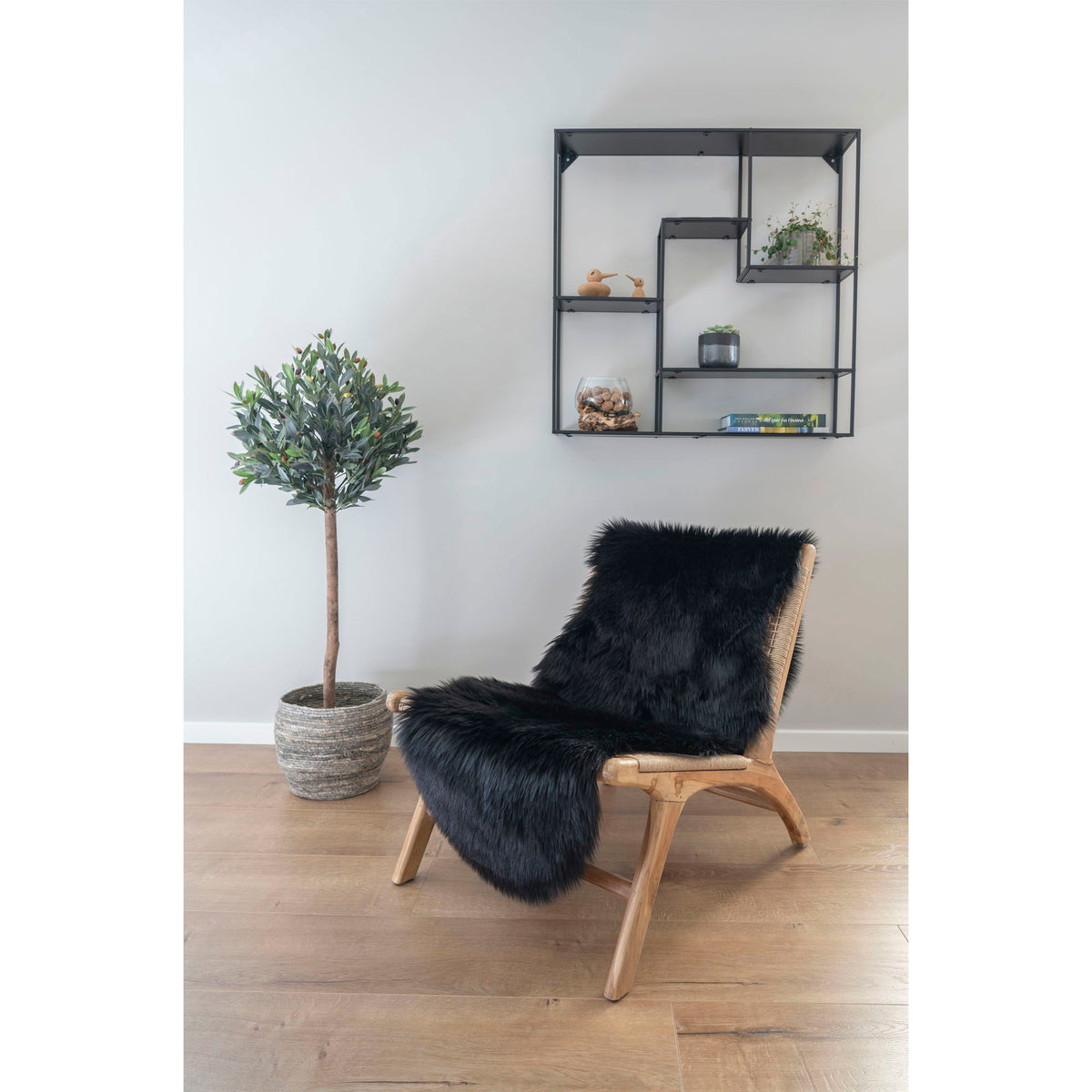 Lammeskind Imiteret - Lammeskind Imiteret, sort, 60x180 cm