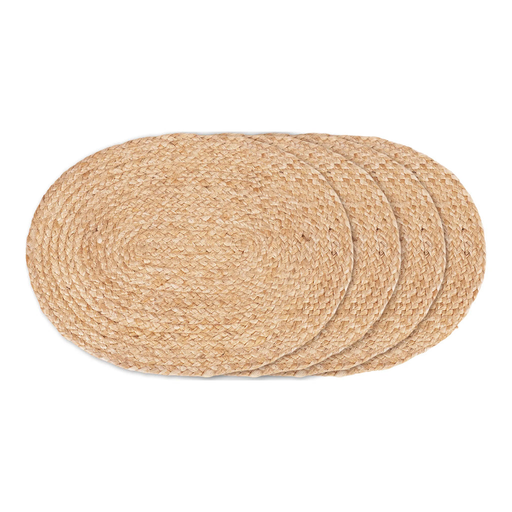 Bombay Dækkeservietter - Dækkeservietter, flettet jute, natur, oval 35x45 cm, sæt af 4