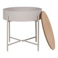 Sisco Hjørnebord - Hjørnebord, beige-lysegrå metal, natur top ø40x40 cm