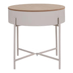 Sisco Hjørnebord - Hjørnebord, beige-lysegrå metal, natur top ø40x40 cm