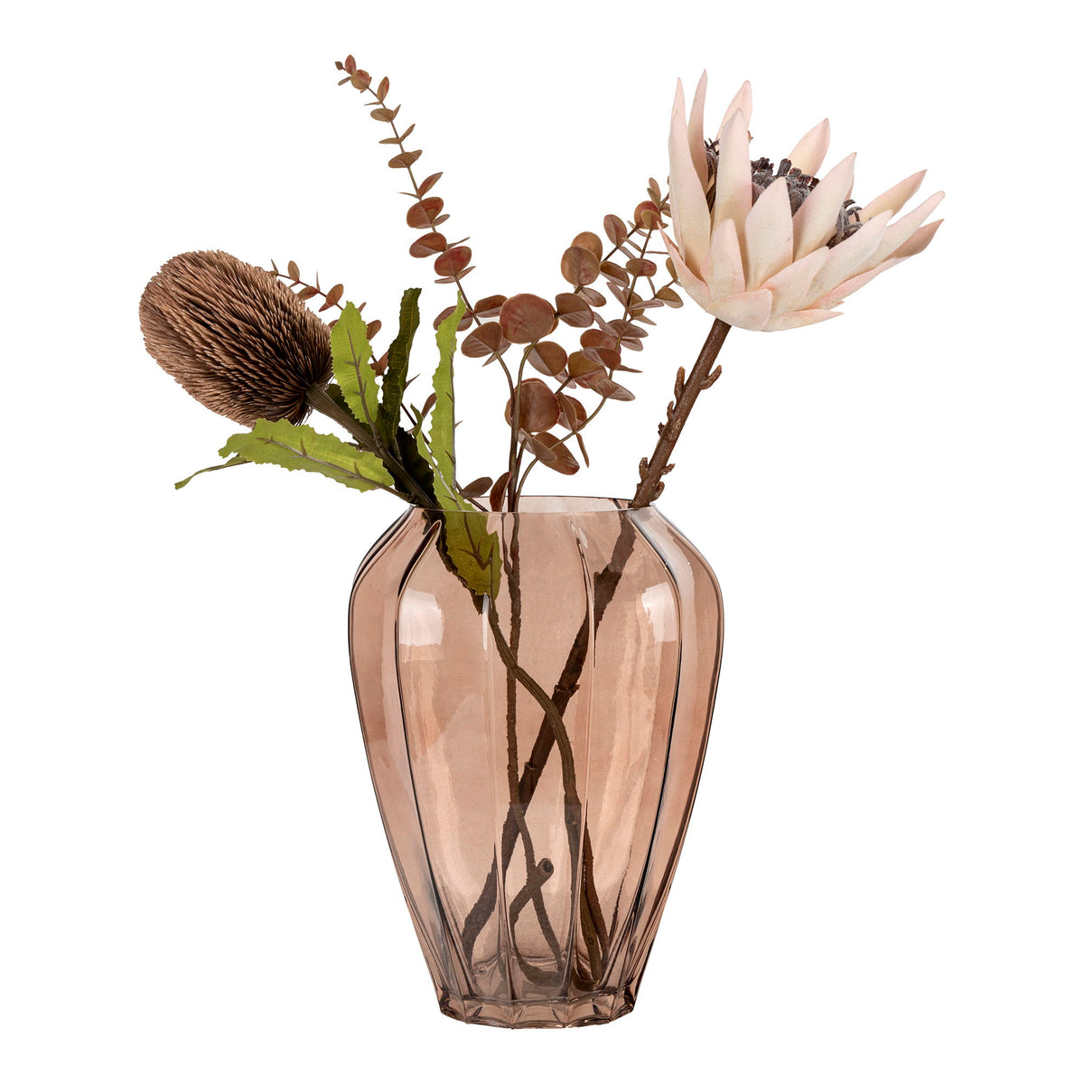 Vase - Vase, glas, brun, ø22x29 cm