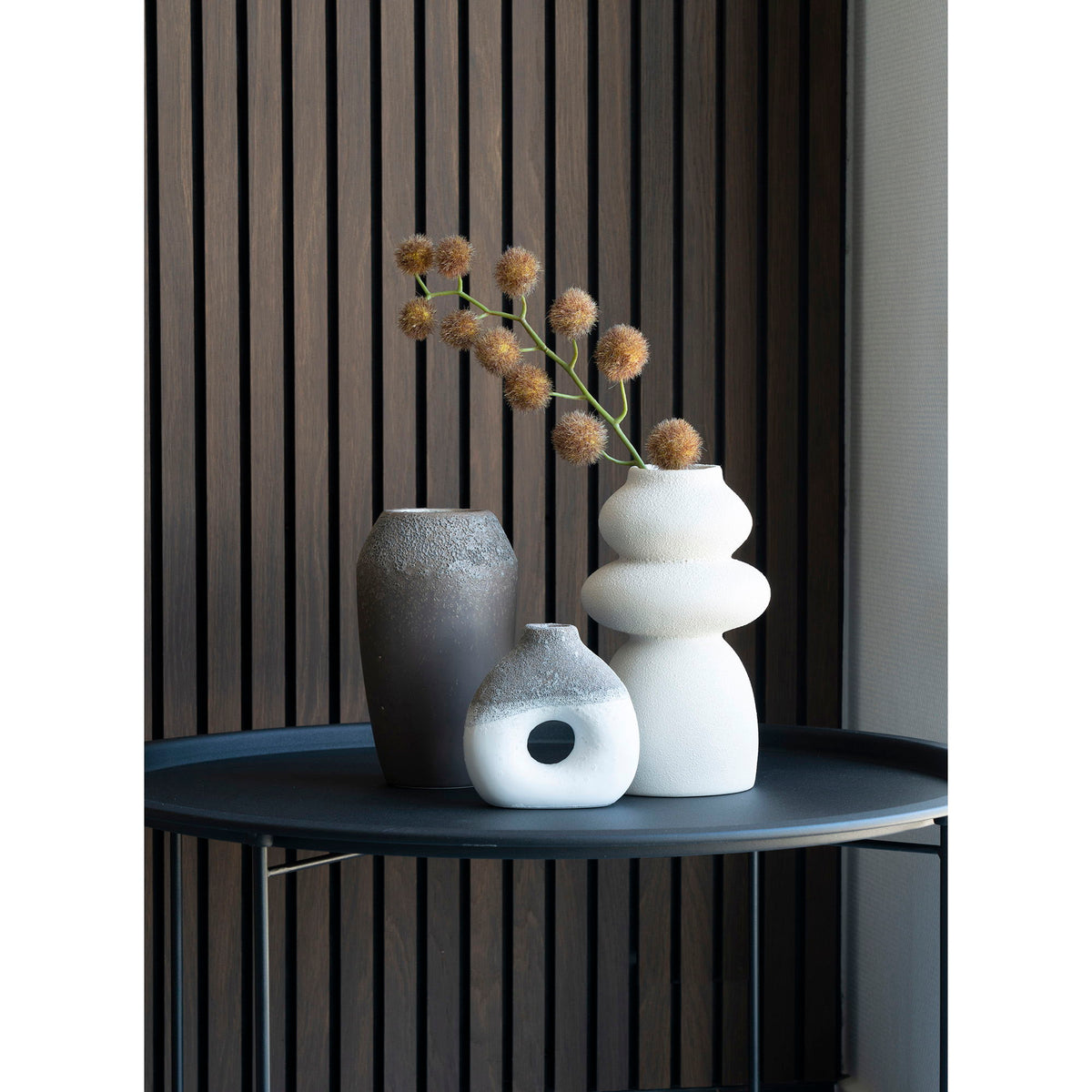 Vase - Vase, keramik, beige, ø14,5x26,5 cm
