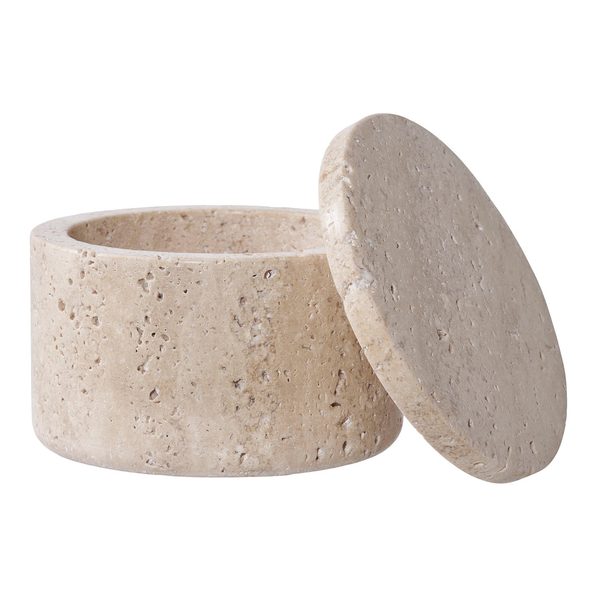 Krukke - Krukke, travertin, natur ø10x6,5 cm