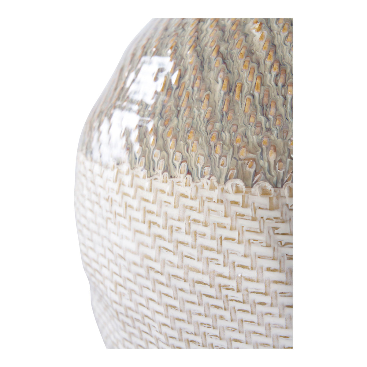 Vase - Vase, keramik, hvid/grøn ø26x30,5 cm
