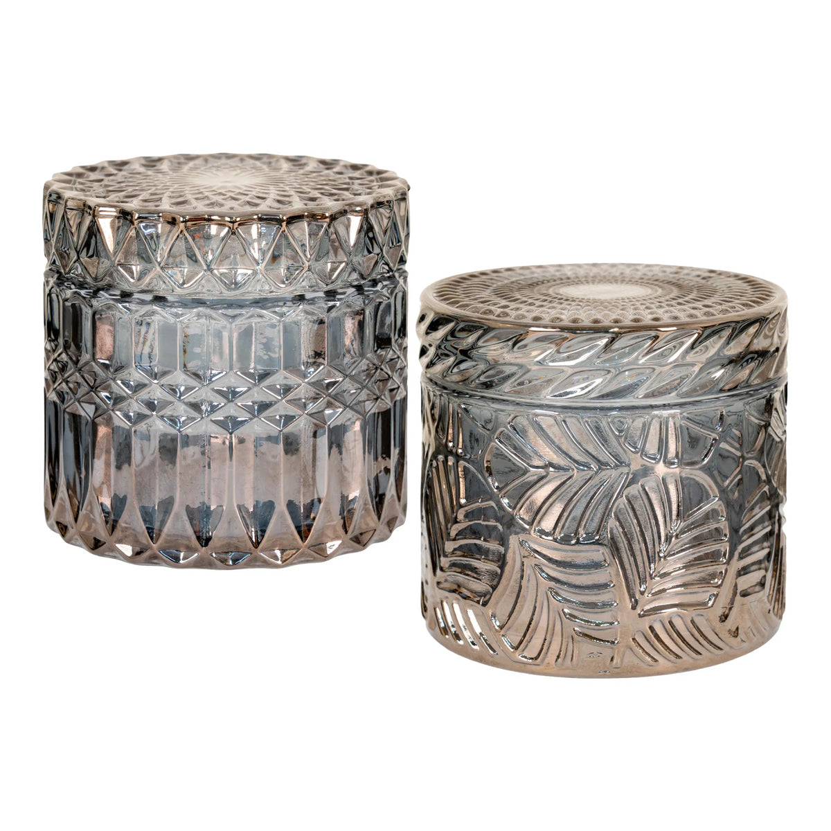 Krukker - Krukker, glas, røgfarvet, runde, ø9x8,5 cm, sæt af 2