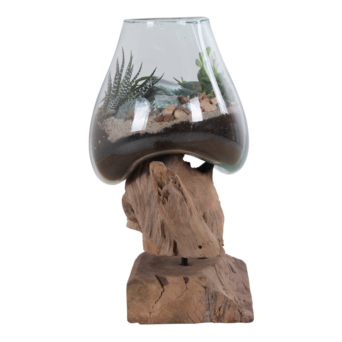San Marino Waterdrop - Vanddråbe i teaktræ og glas, natur, h25 cm