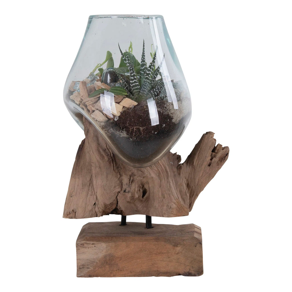 San Marino Waterdrop - Vanddråbe i teaktræ og glas, natur, h25 cm