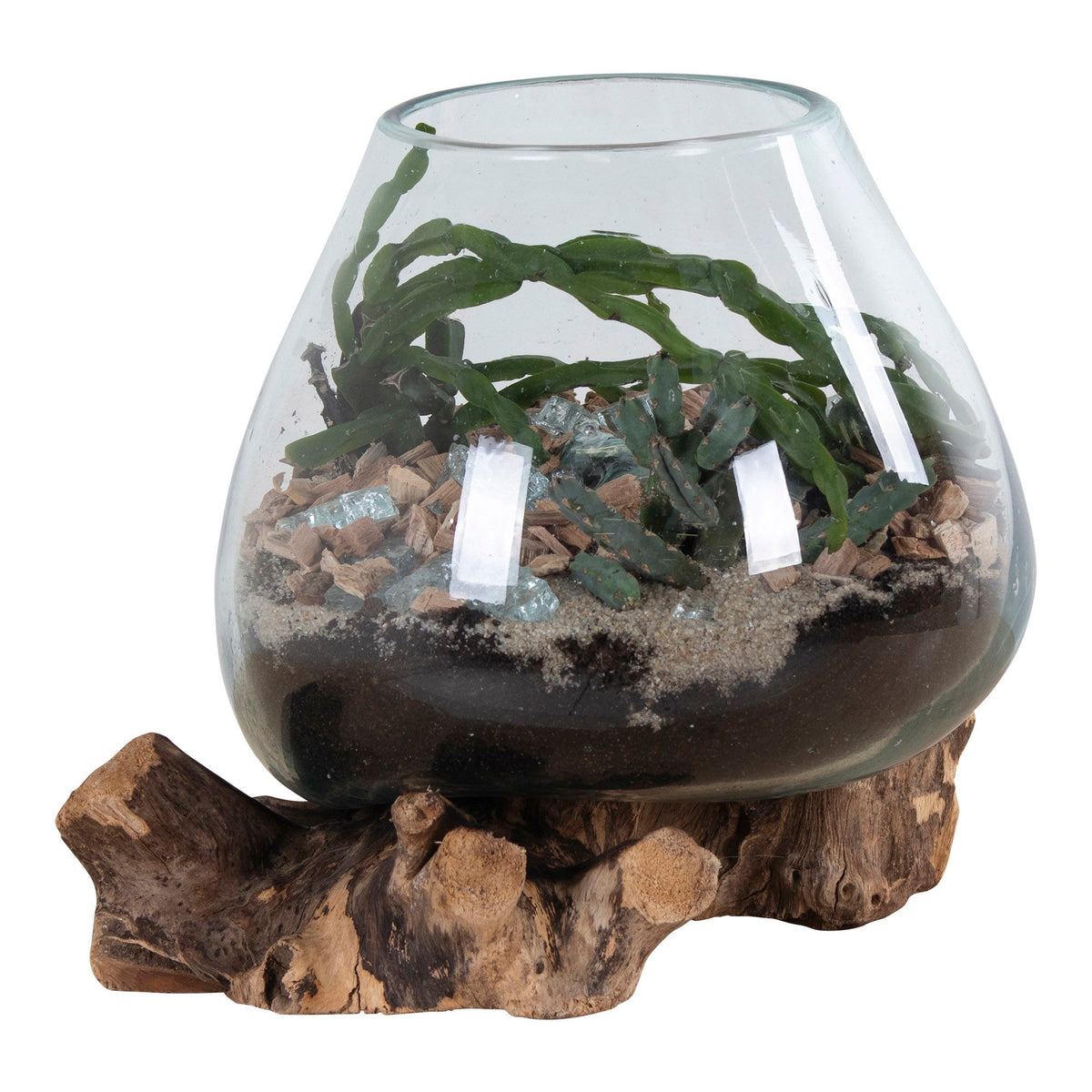 San Marino Waterdrop - Vanddråbe i teaktræ og glas, natur, h15-20 cm