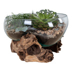 San Marino Waterdrop - Vanddråbe i teaktræ og glas, natur, h20 cm
