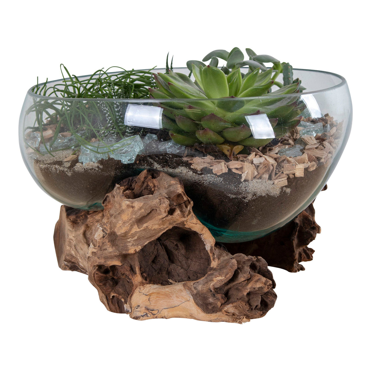 San Marino Waterdrop - Vanddråbe i teaktræ og glas, natur, h20 cm