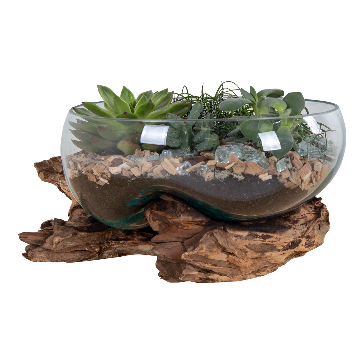 San Marino Waterdrop - Vanddråbe i teaktræ og glas, natur, h20 cm
