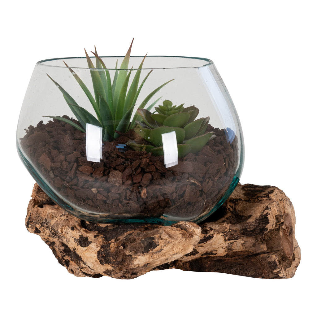 San Marino Waterdrop - Vanddråbe i teaktræ og glas, natur, h15 cm