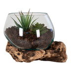 San Marino Waterdrop - Vanddråbe i teaktræ og glas, natur, h15 cm