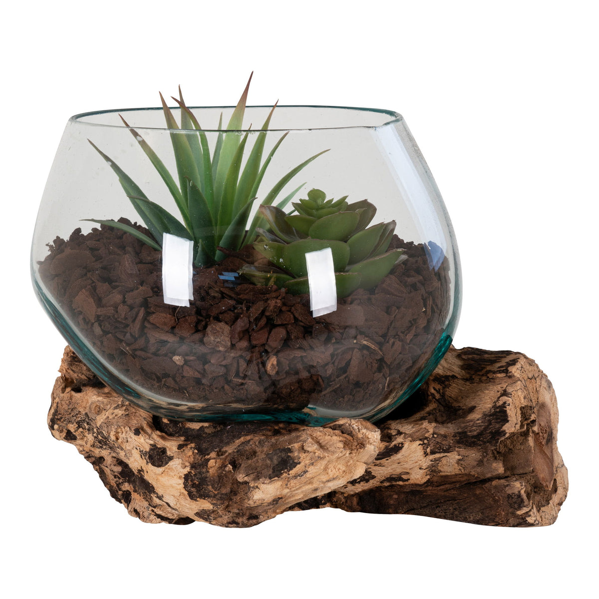 San Marino Waterdrop - Vanddråbe i teaktræ og glas, natur, h15 cm