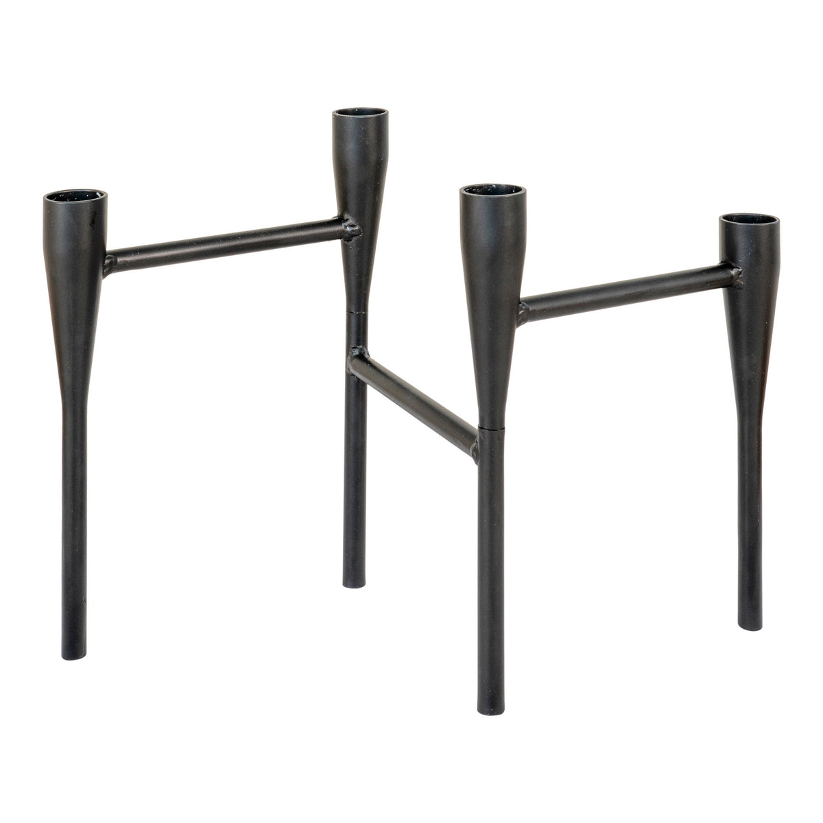 Lysestage - Lysestage, metal, sort, 15x28x21 cm