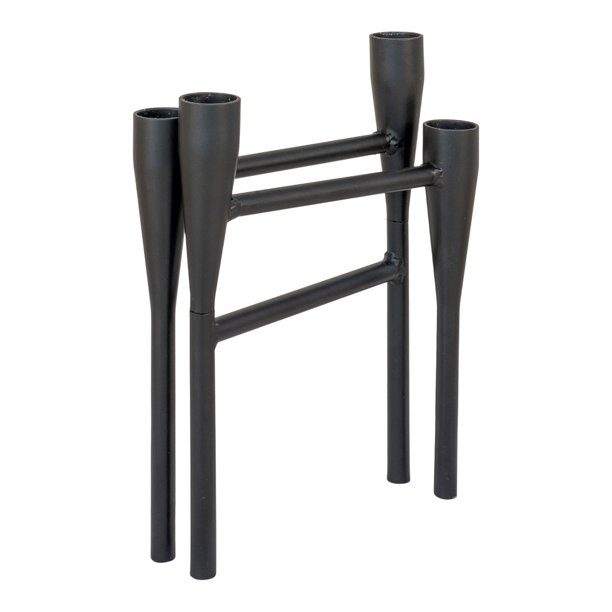 Lysestage - Lysestage, metal, sort, 15x28x21 cm
