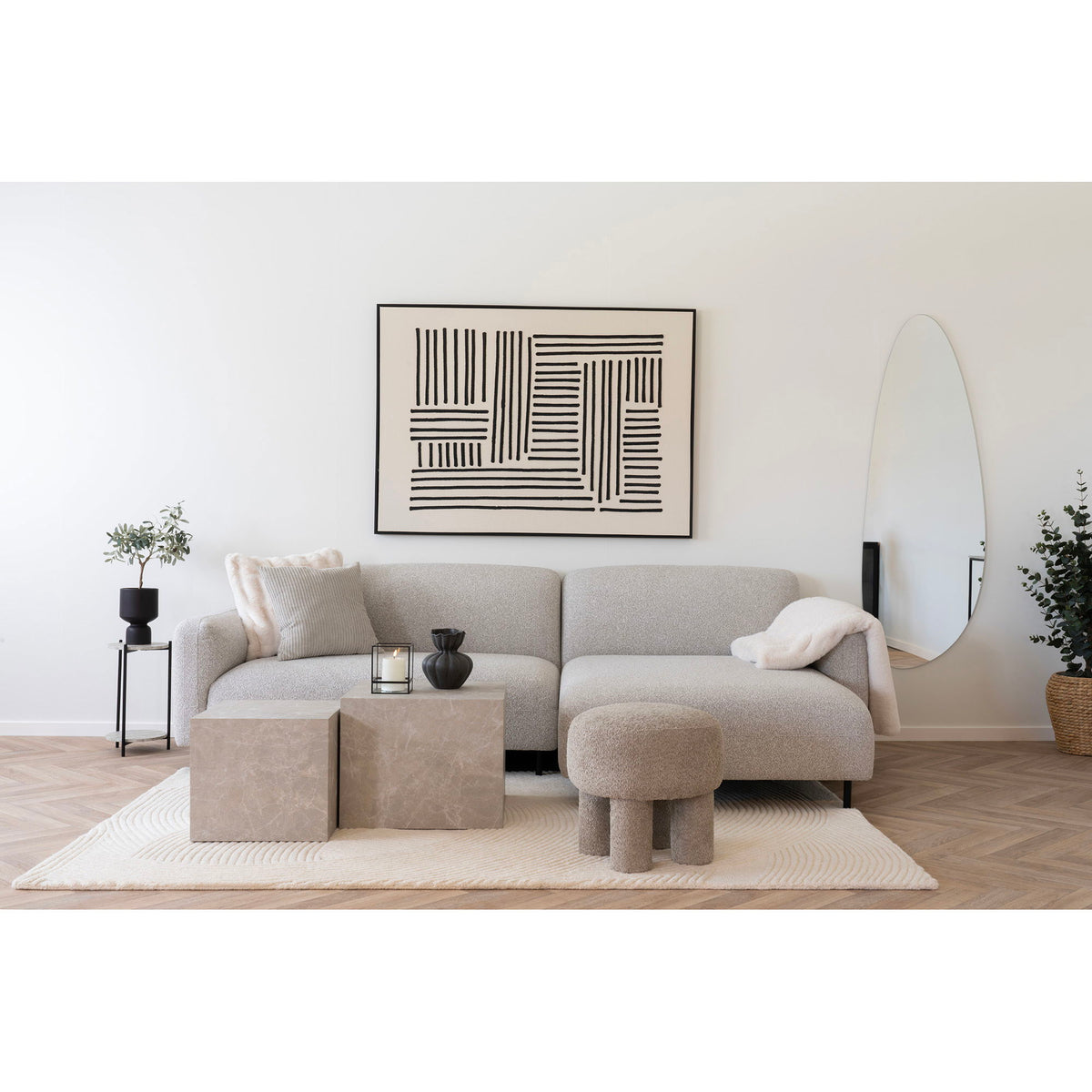 Lipari Lærredsprint - Lærredsprint, canvas, sort/beige, No.1 100x140 cm