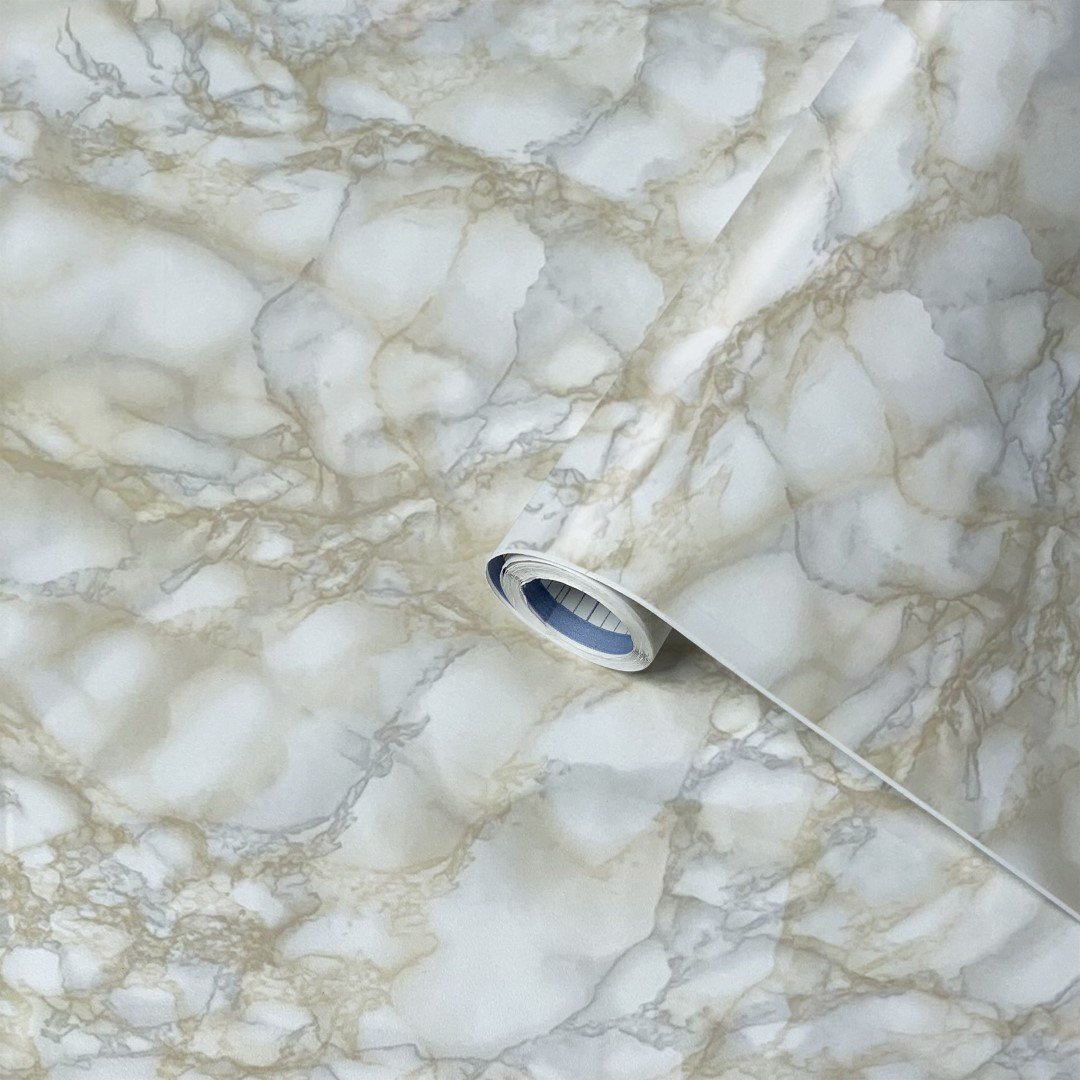 Lenco selvklæbende folie - Marble White - 45x200 cm.