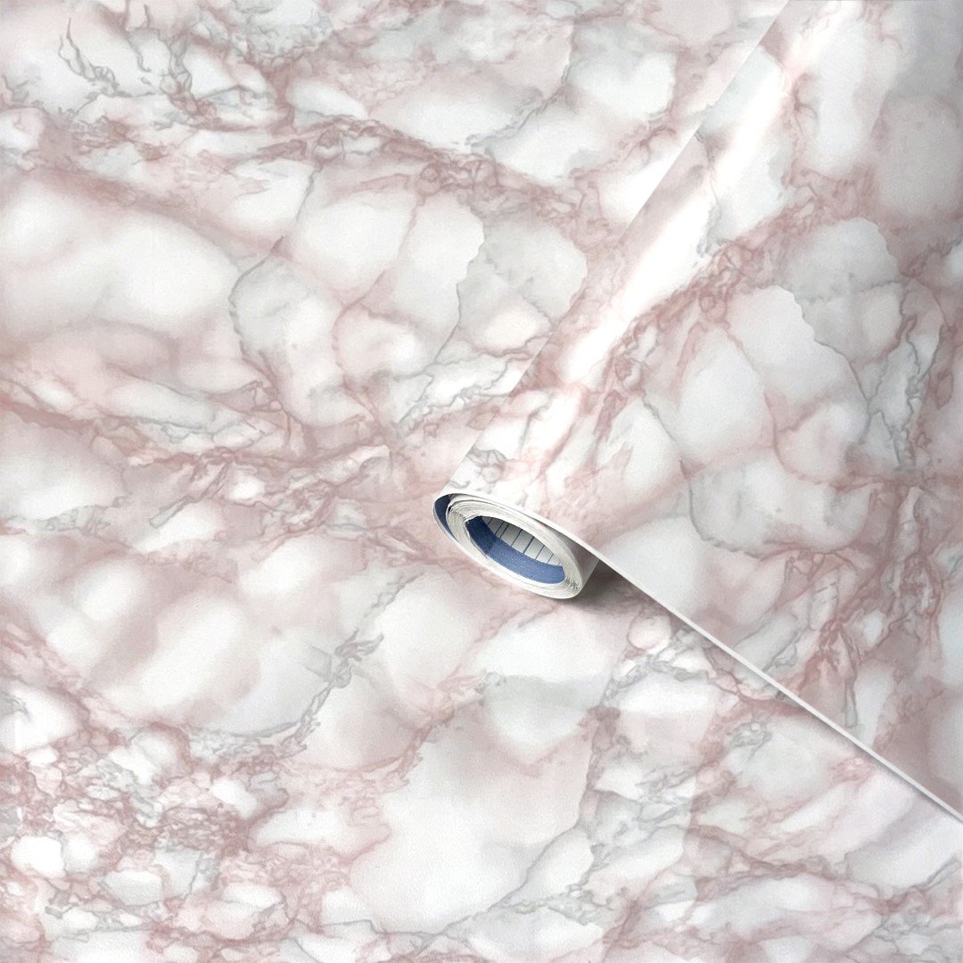 Lenco selvklæbende folie - Marble Pink - 45x200 cm.