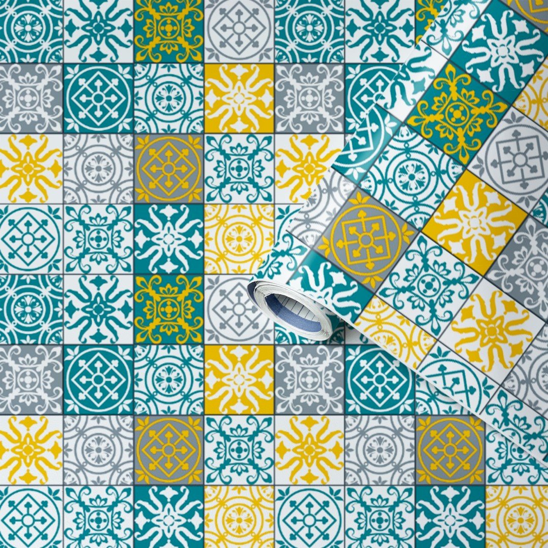 Lenco selvklæbende folie - Cement Tiles - 45x200 cm.