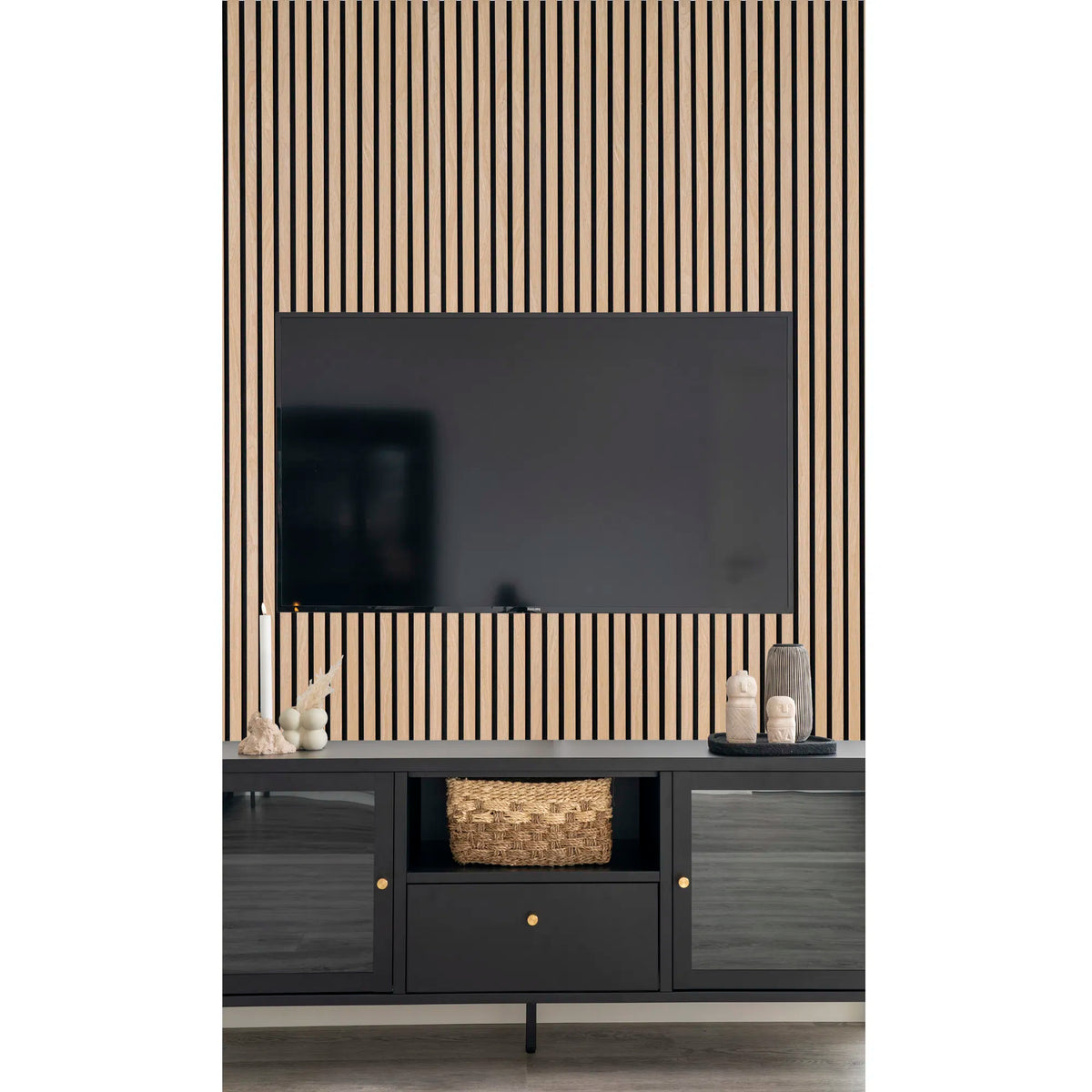 Akustikpanel - Akustikpanel, træfiner, natur, egetræslook 2400x600x22 mm