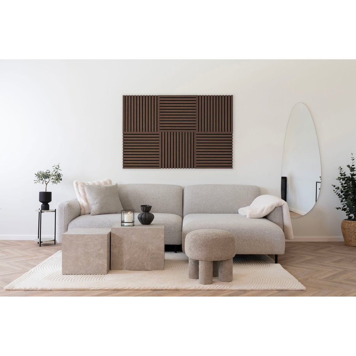 Akustikpanel - Akustikpanel, træfiner, valnød, valnødlook 520x520x22 mm