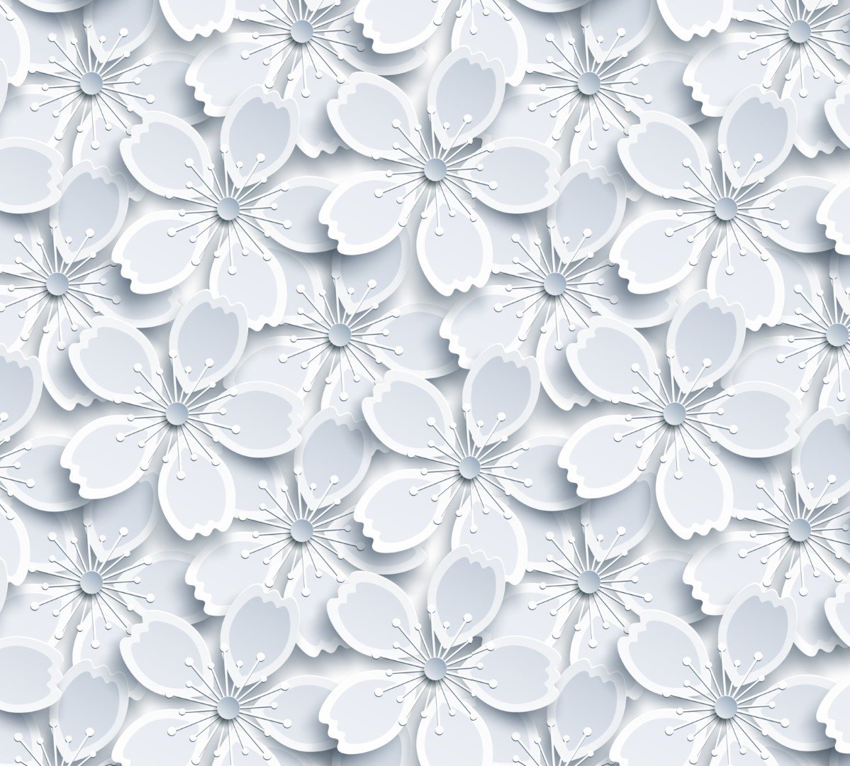 Lenco selvklæbende folie - White Flowers - 45x200 cm.