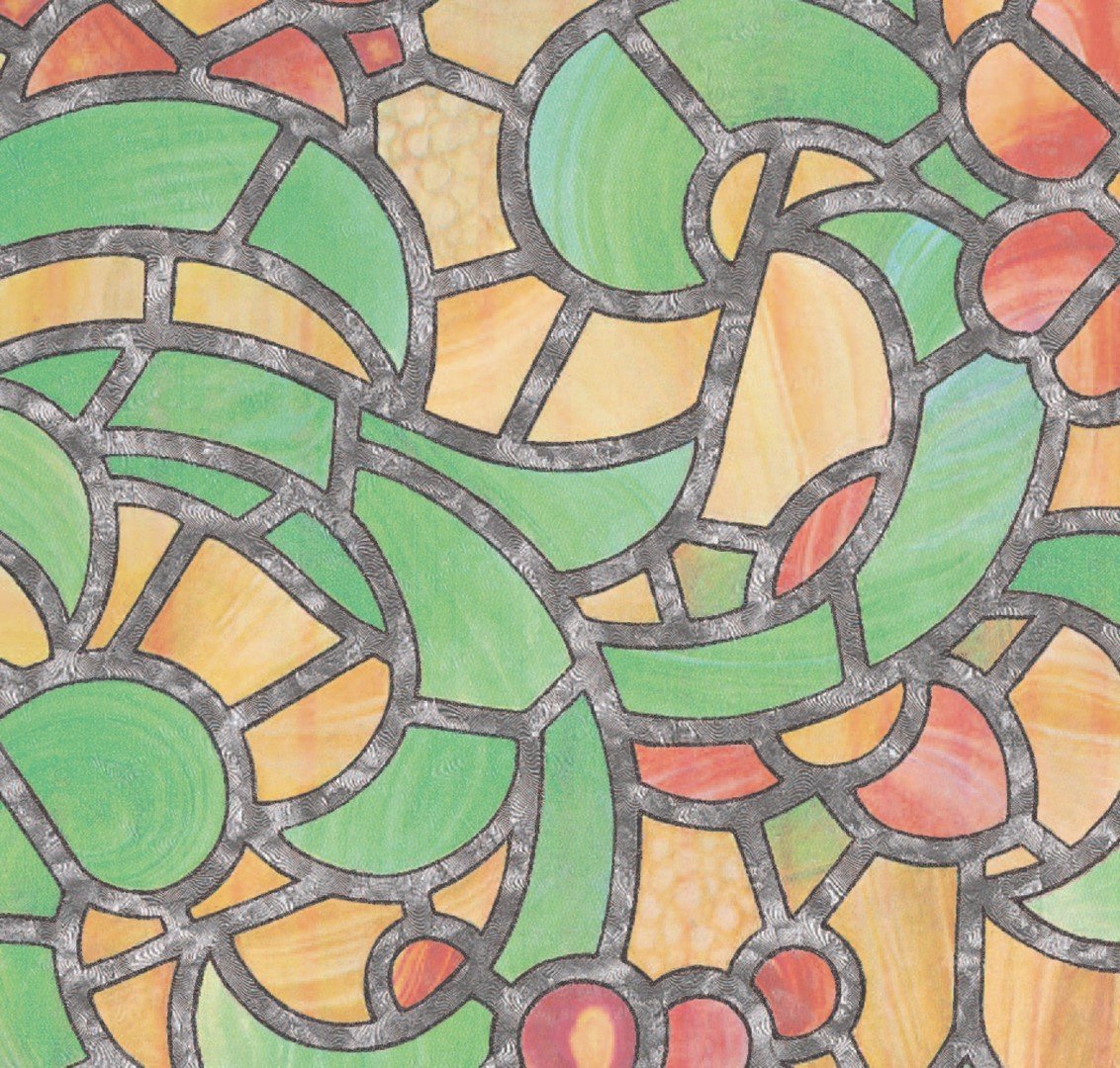 Lenco selvklæbende folie - Reims Green Yellow - 45x200 cm.