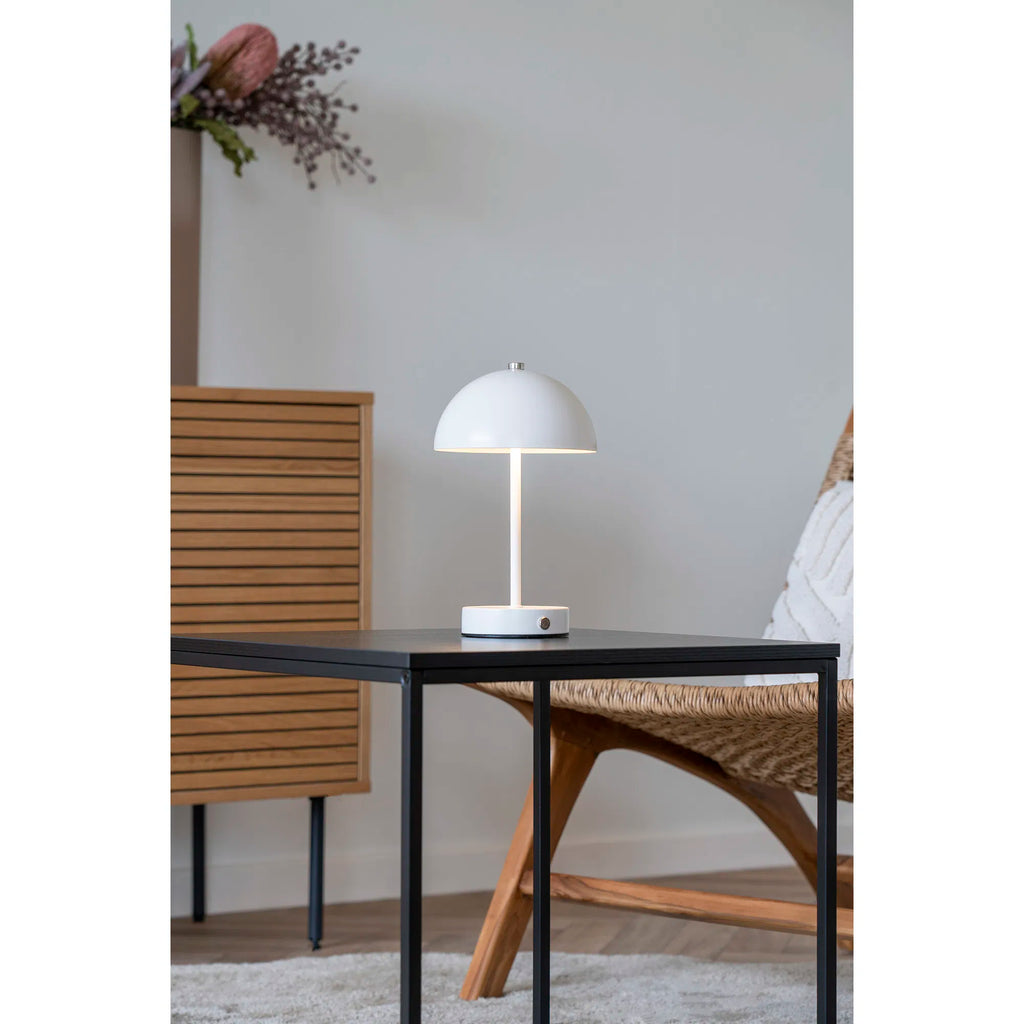 Holt LED Bordlampe - Bordlampe, hvid/stål, genopladelig