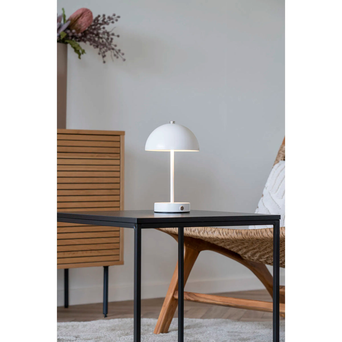 Holt LED Bordlampe - Bordlampe, hvid/stål, genopladelig