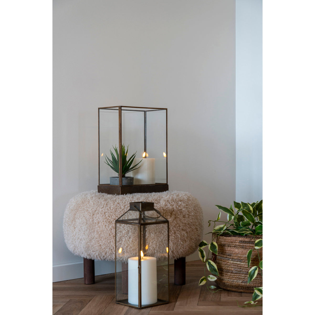 Mysore Lanterne - Lanterne, metal/glas, antik messing look