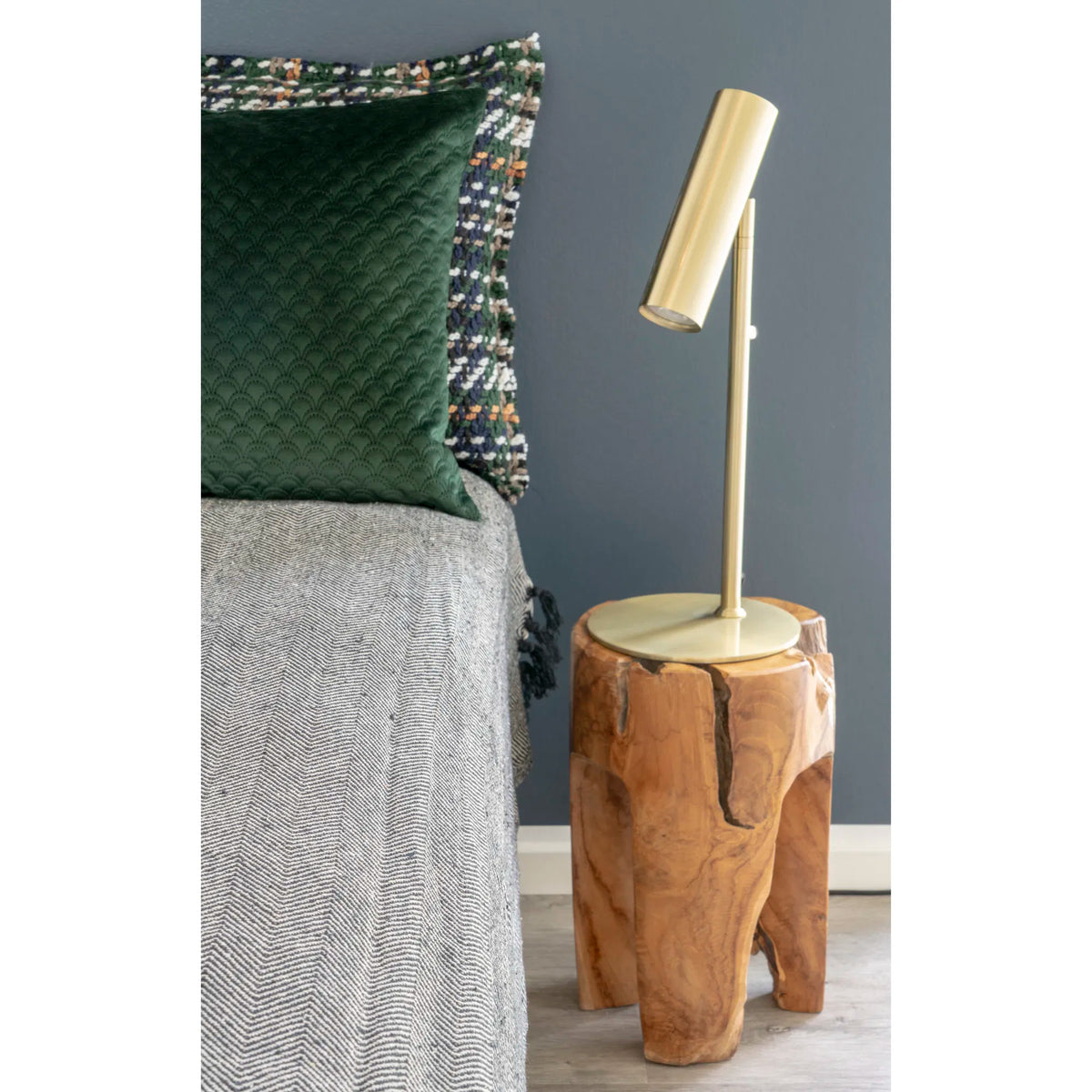 Paris Bordlampe - Lampe, messing, stofledning på 200 cm