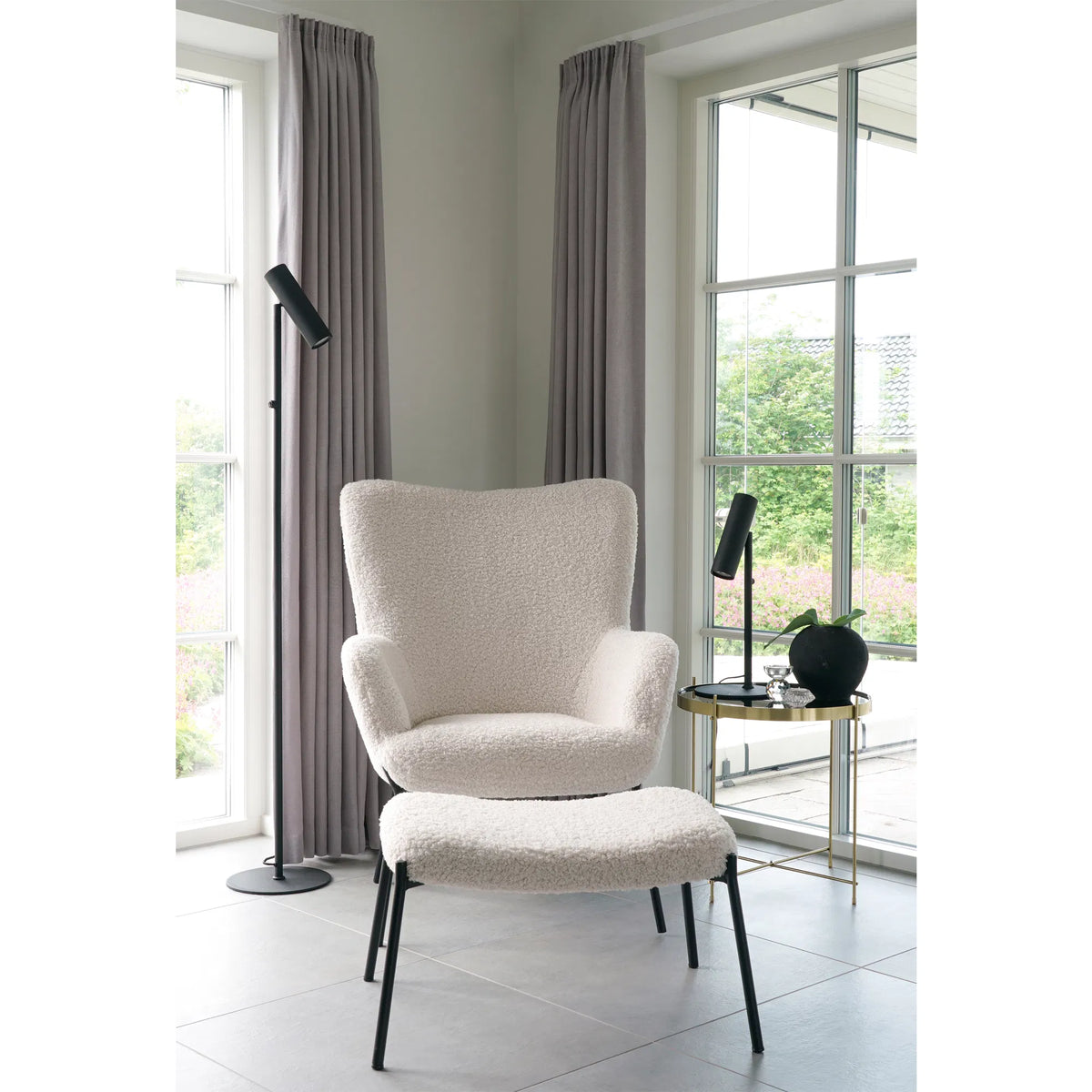 Paris Gulvlampe - Lampe, sort, stofledning på 210 cm