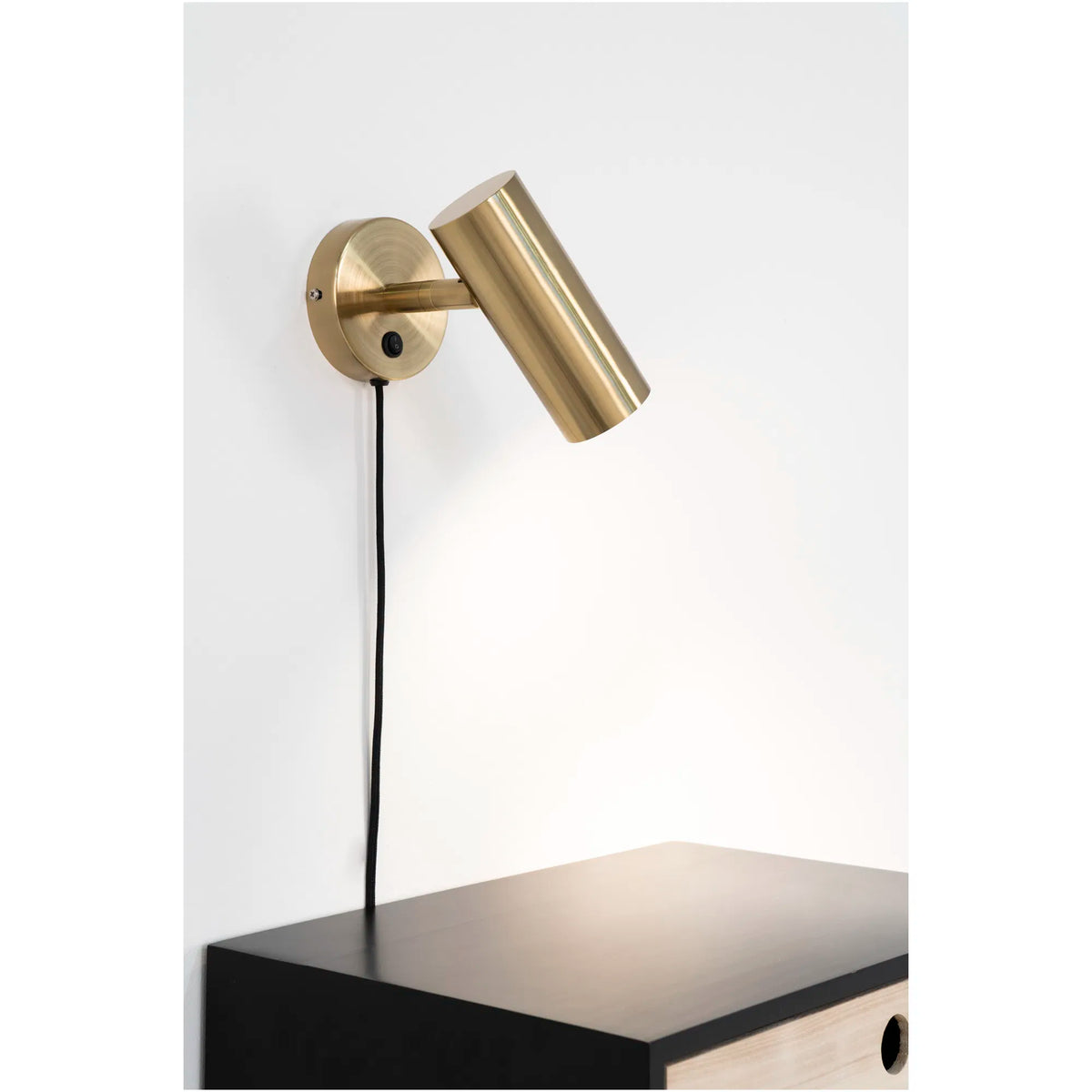 Paris Væglampe - Lampe, messing, stofledning på 190 cm