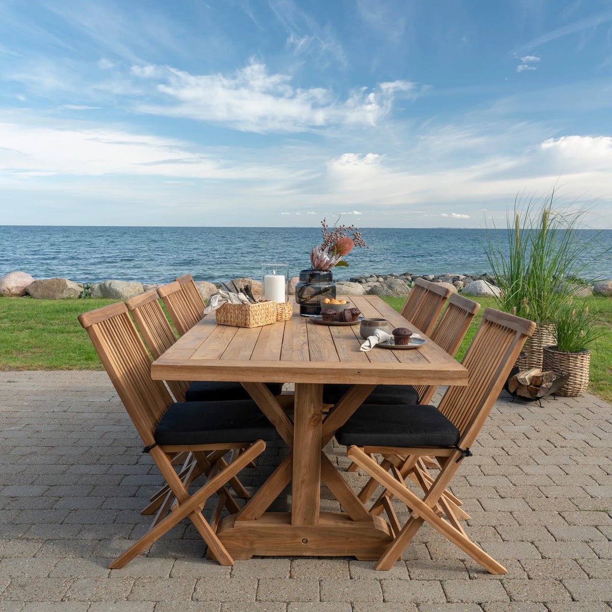 Volos Spisebord - Spisebord, teak, natur, 100x240x75 cm