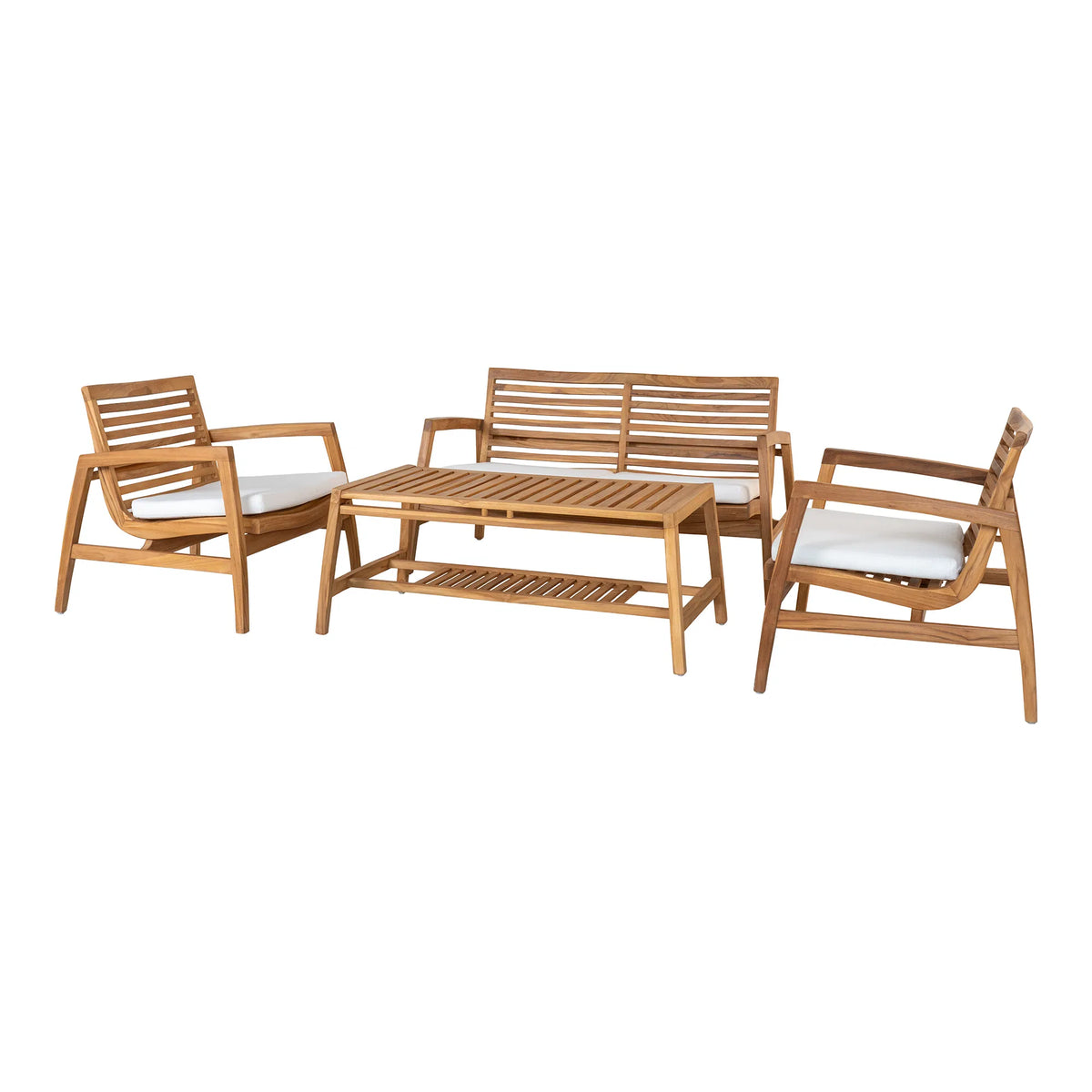 Santander Loungesæt - Loungesæt, teak, natur, inkl. hynder