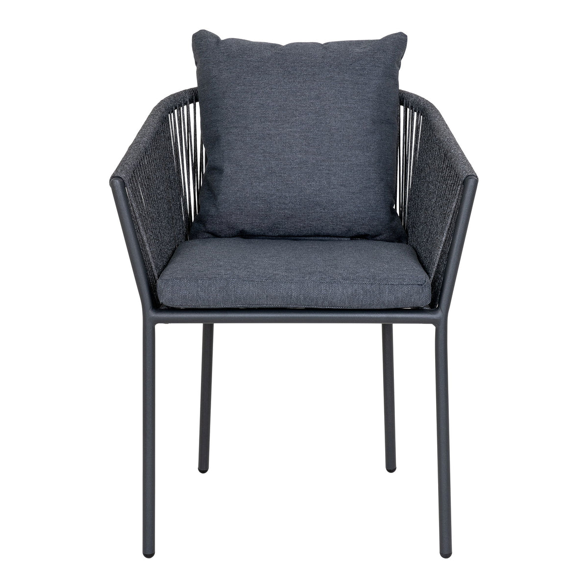Salerno Spisebordsstol - Spisebordsstol, aluminium/polyester, mørkegrå reb med sort stel, inkl. hynde