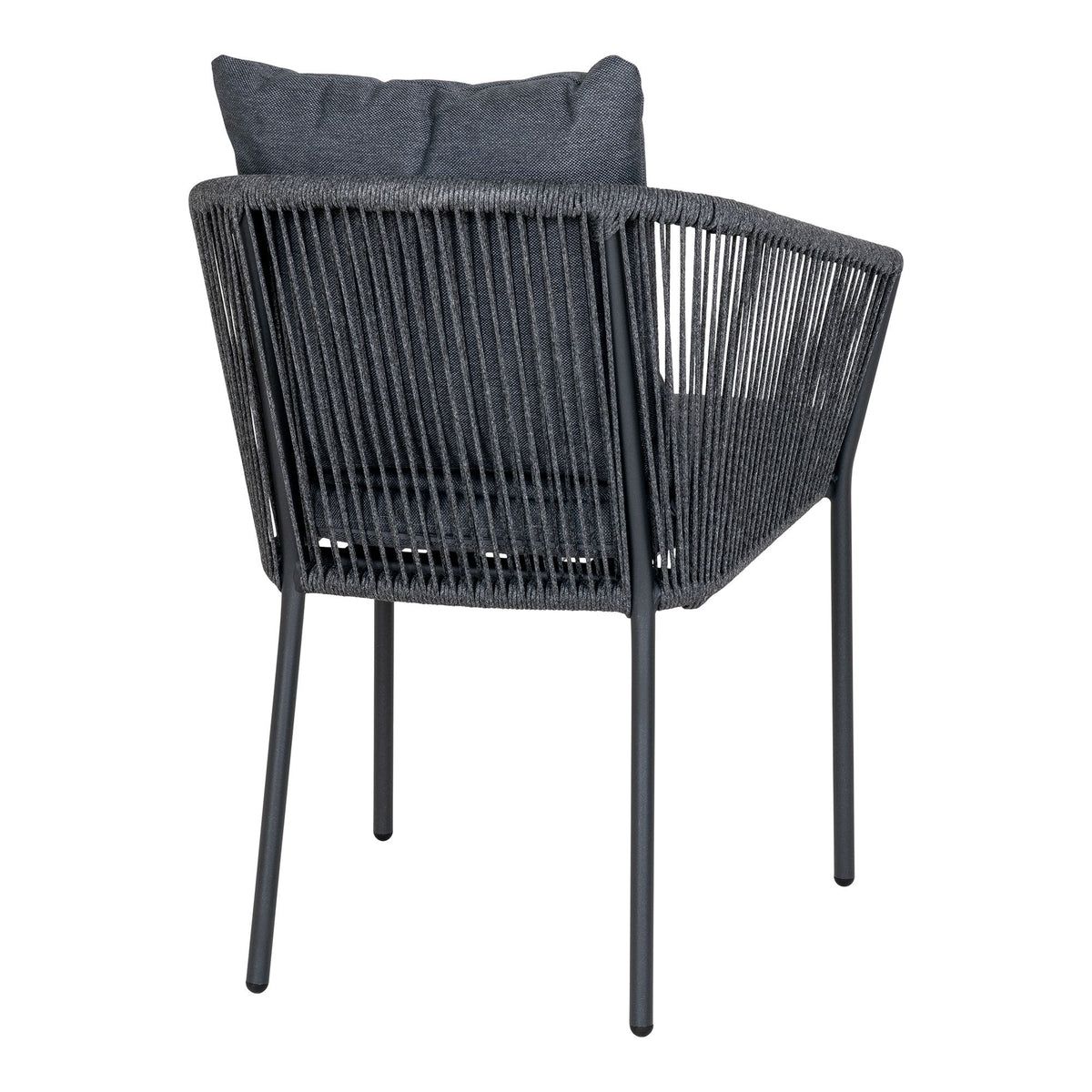 Salerno Spisebordsstol - Spisebordsstol, aluminium/polyester, mørkegrå reb med sort stel, inkl. hynde