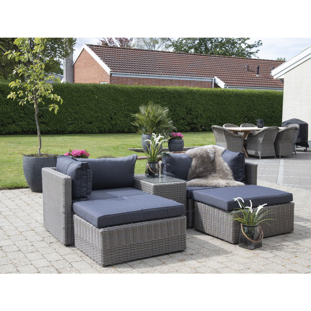 Rossi Loungesæt - Loungesæt i polyrattan, kubu grå