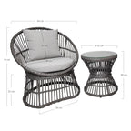 Natal Loungesæt - Loungesæt, rattan, grå, inkl. Hynder