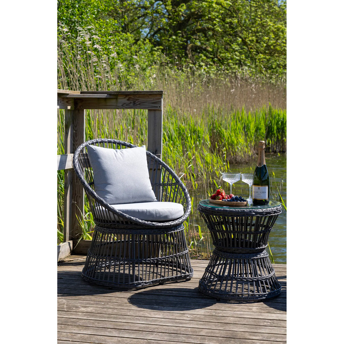 Natal Loungesæt - Loungesæt, rattan, grå, inkl. Hynder